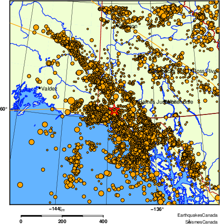 Map of earthquakes magnitude 2.0 and larger, 2000 - present