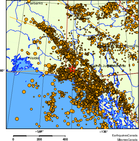 Map of earthquakes magnitude 2.0 and larger, 2000 - present