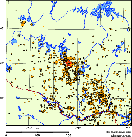 Map of earthquakes magnitude 2.0 and larger, 2000 - present