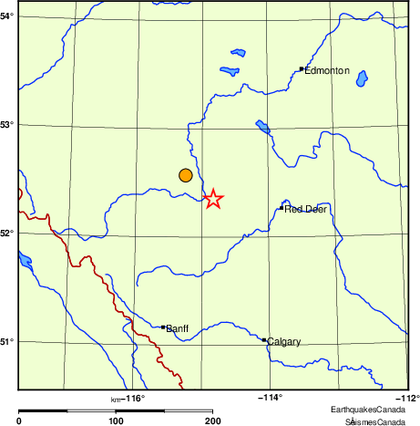 Map of historical earthquakes magnitude 5.0 and larger.  Details in the data table below