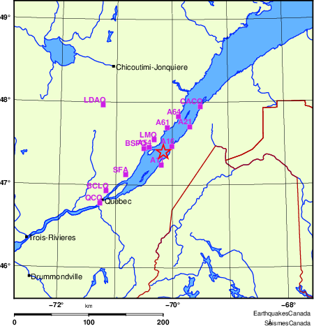 Map of Regional Seismographs
