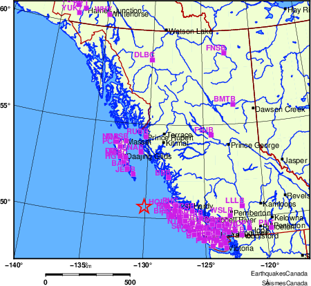 carte des localisations des stations sismologiques locales