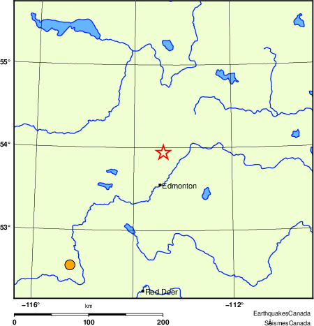 carte des s&eacute;ismes historiques de magnitude 5,0 et plus.  Détails dans le tableau de données ci-dessous