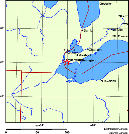 carte des endroits pr&egrave;s de l'&eacute;picentre