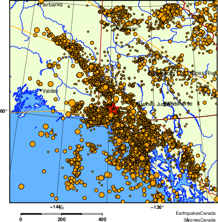 Map of earthquakes magnitude 2.0 and larger, 2000 - present